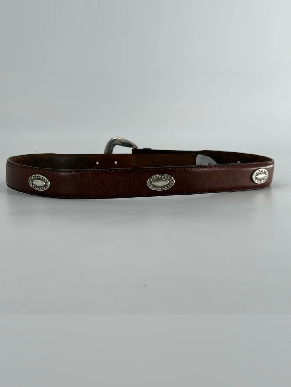 Greg Norman Vintage‎ Brown Leather Medallion Belt 32